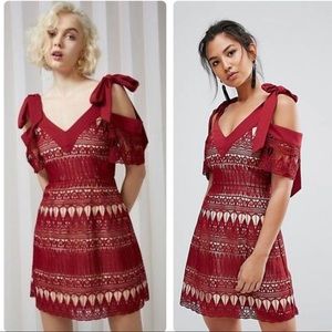 Keepsake the Label Lace red cold shoulder …